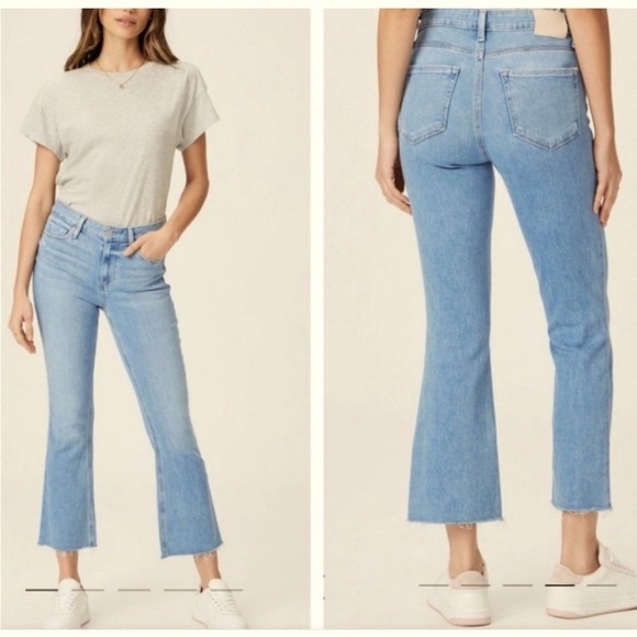 New Paige Rory Crop Flare Kaede Distressed Jeans Sz 28 - Picture 1 of 10